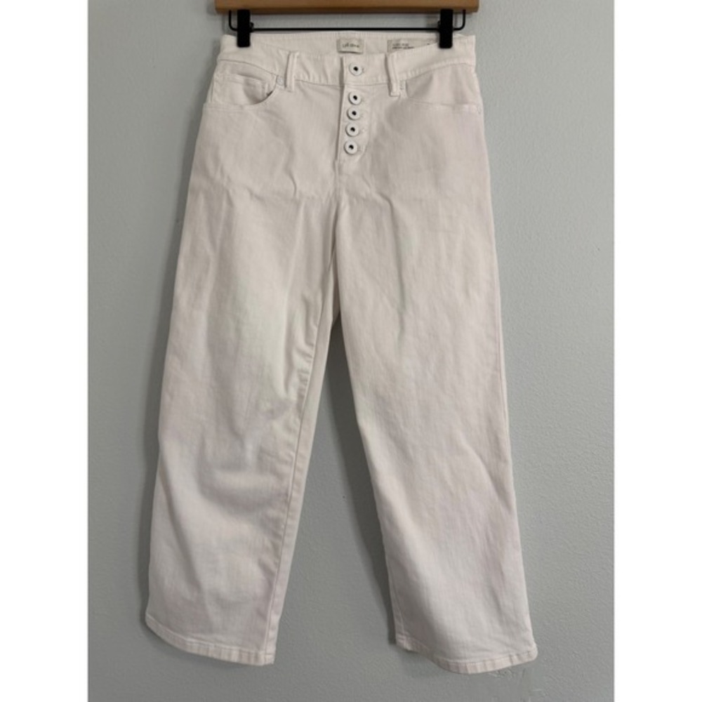 NWOT - J. Jill - White High Rise Straight Leg Crops Button Fly Size 2‎